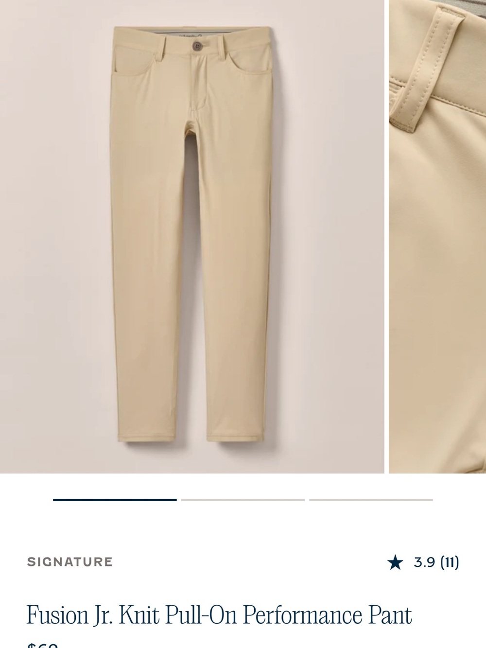 Johnnie O Signature Fusion Jr. Knit Pull-On Performance Pants — stone- 12y